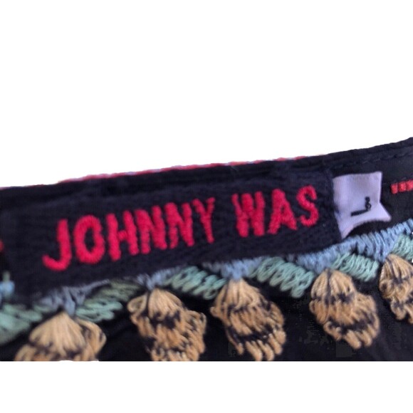 JOHNNY WAS Merielle Blouse Black Embroidered Tunic Top Size Large - Picture 9 of 15